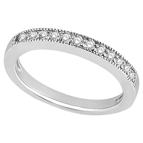 Milgrain Pave-Set Diamond Wedding Band in platinum 0.28 ctw: CENTER STONE; Diamond CENTER STONE CLARITY; SI1-SI2 CENTER STONE COLOR; J-K CENTER STONE SETTING; Pave SIDE STONE CLARITY; SIDE STONE COLOR; SIDE STONE SETTING; ctw OF SIDE STONE: SIDE STONE QUALITY;