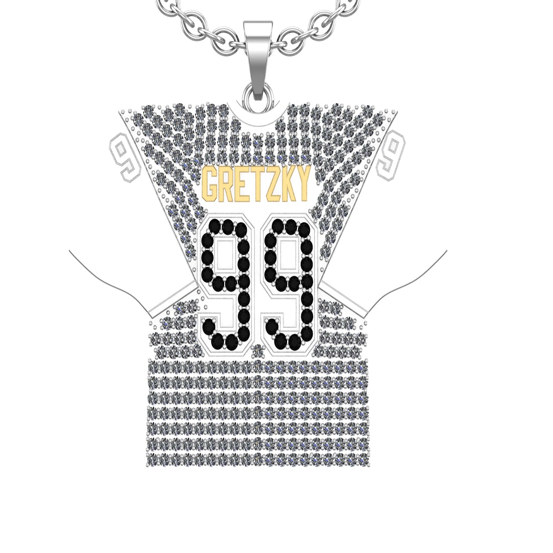 3.66 Ctw SI2/I1 Diamond 14K White Gold Hockey theme Pendant Necklace: Total Diamond Weight : 3.66 Ctw (Round cut) Center Diamond Color :- G-H Center Clarity : SI2/I1 Stone Setting : Prong Metal Weight : Approx 28.80 Gram 14K White Gold Hockey theme Pendant Necklace #PAP