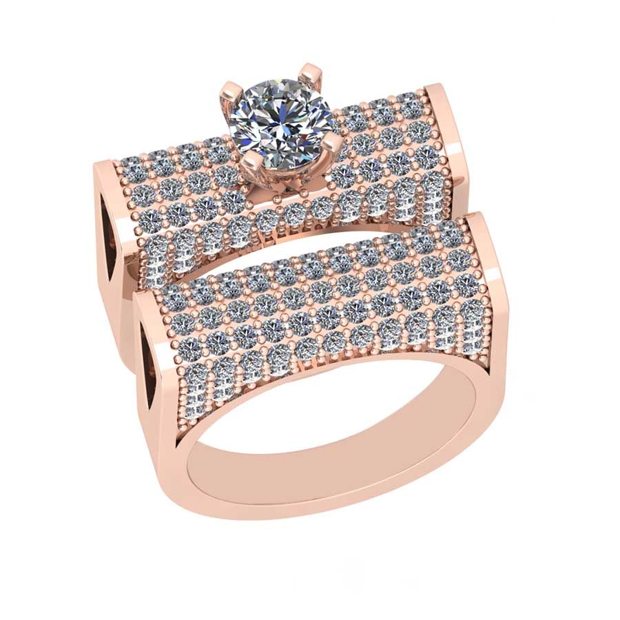 3.11 Ctw SI2/I1 Diamond 14K Rose Gold Engagement Set Ring: Center Diamond Weight : 0.90 Ctw (Round Cut) Center Diamond Color :-J-K Setting : Prong Side Weight Of Ctw 2.21 Ctw Color : J-K Clarity : SI2/I1 Stone Setting : Prong Metal Weight : Approx 16.50 gram