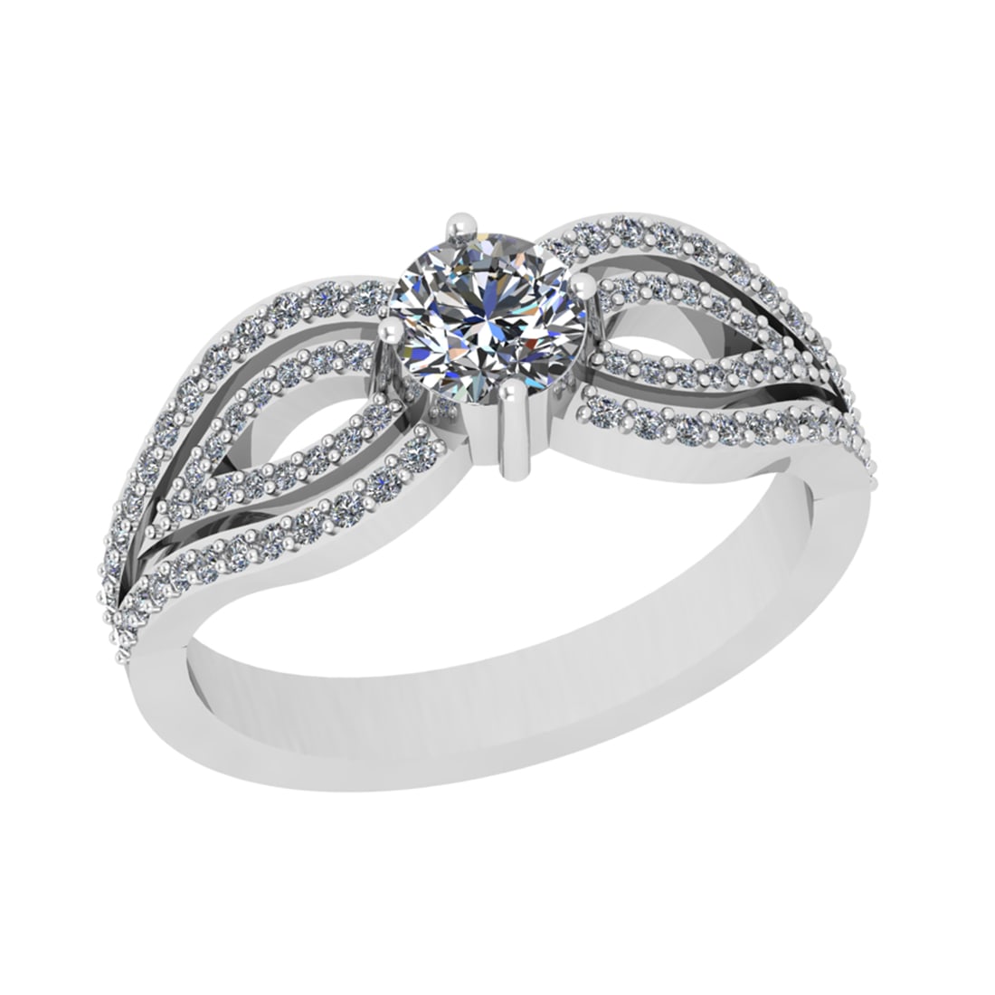 1.13 Ctw SI2/I1Diamond 14K White Gold Engagement Ring: Center Diamond Weight : 0.80 Ctw (Round Cut) Center Diamond Color : J-K Center Stone Setting : Prong Center Stone Clarity : SI2/I1Side Stone Weight Of Ctw 0.33 Ctw Side Stone Color : J-K Stone Clarity
