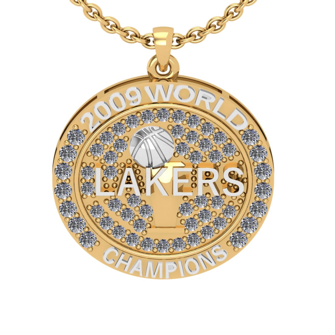 2.47 Ctw SI2/I1 Diamond 14K Yellow and White Gold Basketball theme pendant: Total Diamond Weight : 2.47 Ctw (Round cut) Center Diamond Color :- J-K Center Clarity : SI2/I1 Stone Setting : Prong Metal Weight : Approx 11.80 Gram 14K Yellow and White Gold Basketball theme pendan