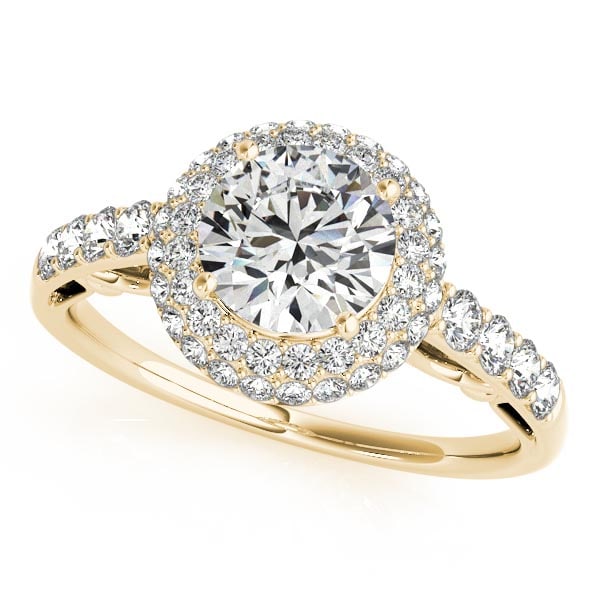 CERTIFIED 18K YELLOW GOLD 1.17 CTW J-K/VS-SI1 DIAMOND HALO ENGAGEMENT RING (1 of 1)