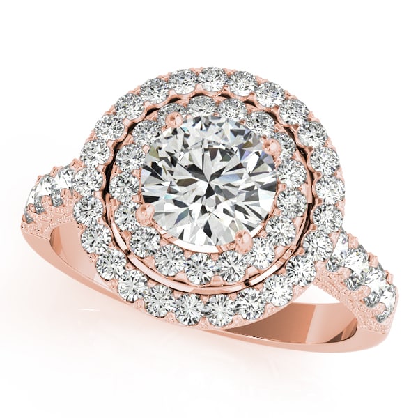 CERTIFIED 18K ROSE GOLD 2.32 CTW J-K/VS-SI1 DIAMOND HALO ENGAGEMENT RING: CERTIFIED 18K ROSE GOLD 2.32 CTW J-K/VS-SI1 DIAMONDHALO ENGAGEMENT RING (CENTER STONE DAIMOND .60 CTW J-K/VS-SI1) please request ring size upon payment #PAPPS86330v3