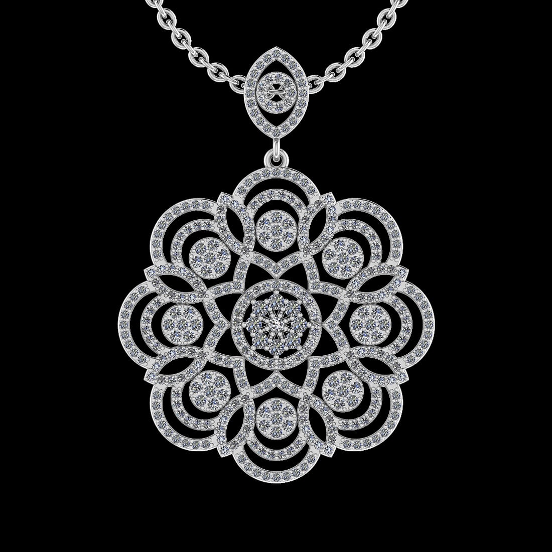 1.23 Ctw SI2/I1 Diamond 14K White Gold Pendant Necklace (1 of 1)