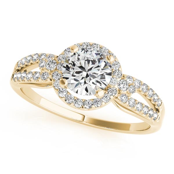 CERTIFIED 18K YELLOW GOLD 1.00 CTW J-K/VS-SI1 DIAMOND HALO ENGAGEMENT RING (1 of 1)
