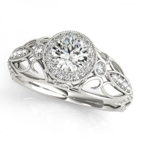 CERTIFIED PLATINUM 1.20 CTW J-K/VS-SI1 DIAMOND HALO ENGAGEMENT RING (1 of 1)