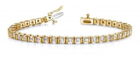 14KT YELLOW GOLD 3 CTW G-H SI2/SI3 DOUBLE CURVE LINK DIAMOND TENNIS BRACELE (1 of 2)