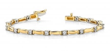 14K YELLOW GOLD 1 CTW G-H SI2/SI3 SHINY COLUMN LINK DIAMOND BRACELET (1 of 1)