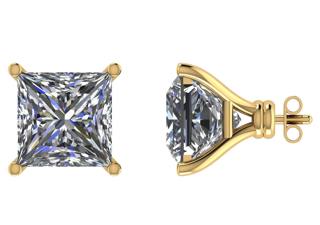 Certified 1.00 CTW Princess Diamond 14K Yellow Gold Earring (1 of 1)