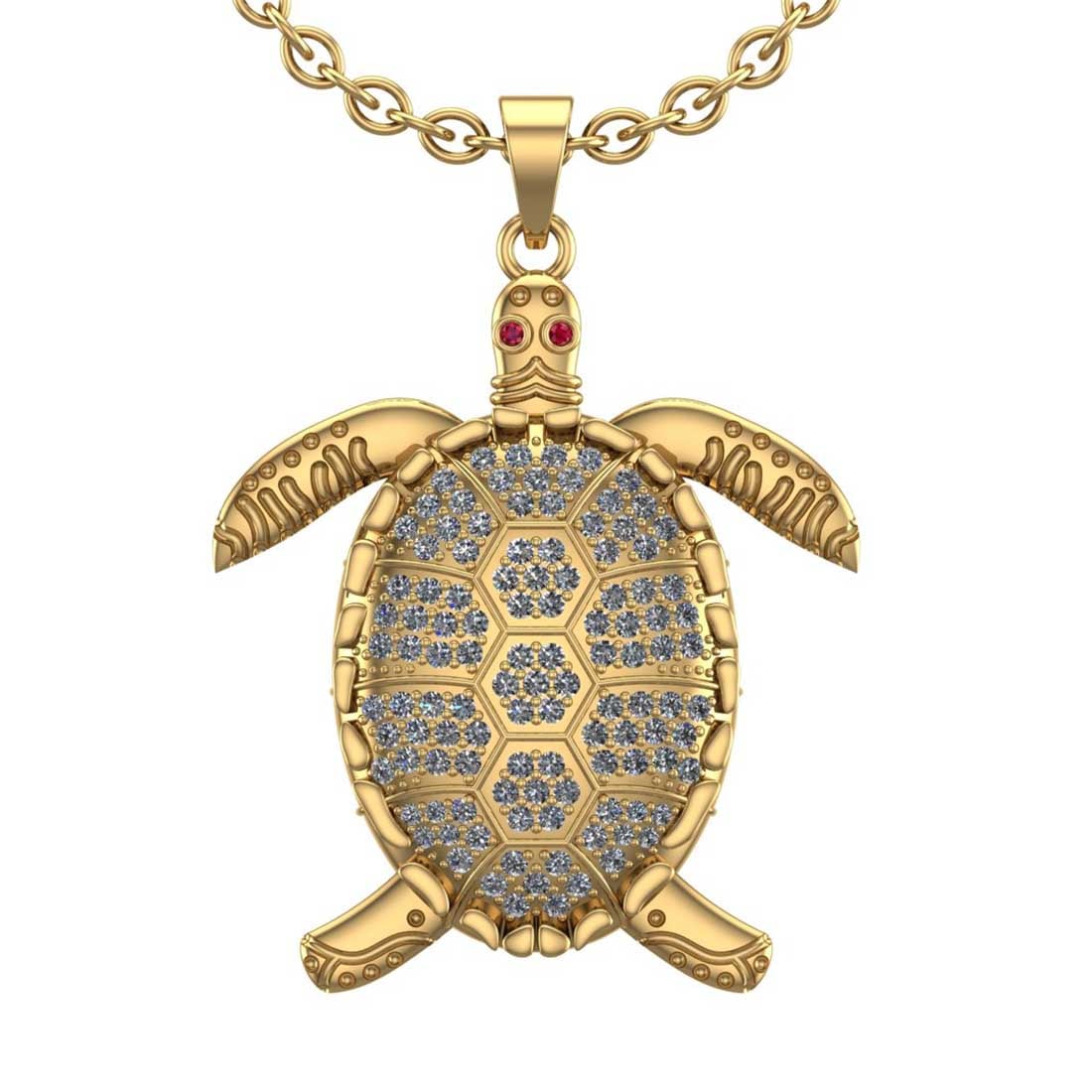 0.91 Ctw SI2/I1 Diamond Prong Set 10k Yellow Gold Pendant Necklace: Eye Stone Weight :-0.02 Ctw Eye Stone Color :- Ruby Total Diamond Weight : 0.89 Ctw (Round cut) Center Diamond Color :- J-K Center Clarity : SI2/I1 Stone Setting : Prong Metal Weight : Approx 9.80 Gra