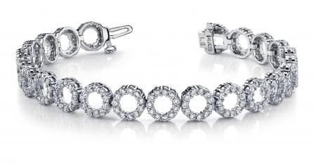 14KT WHITE GOLD 3 CTW G-H VS2/SI1 DYNAMIC DIAMOND CIRCLE LINK BRACELET: 14KT WHITE GOLD 3 CTW G-H VS2/SI1 DYNAMIC DIAMOND CIRCLE LINK BRACELET #PAPPS20189v5