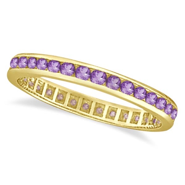 Amethyst Channel Set Eternity Ring Band 14k Yellow Gold 1.00ctw: CENTER STONE; Amethyst CENTER STONE CLARITY; CENTER STONE COLOR; CENTER STONE SETTING; Channel SIDE STONE CLARITY; SIDE STONE COLOR; SIDE STONE SETTING; ctw OF SIDE STONE: SIDE STONE QUALITY; #PAPPS21