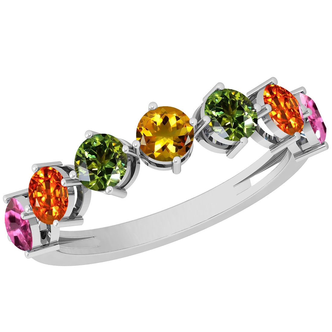 Certified 0.77 Ctw Multi Sapphire 14K White Gold Ring: Center Stone Approx Weight: 0.77 Ctw (Round Cut) Center Stone Color: Multi Sapphire Center Stone Setting: Prong Metal Approx Weight: 2.20 Gram 14K White Gold Ring Size: 6 #PAPPS12633v7