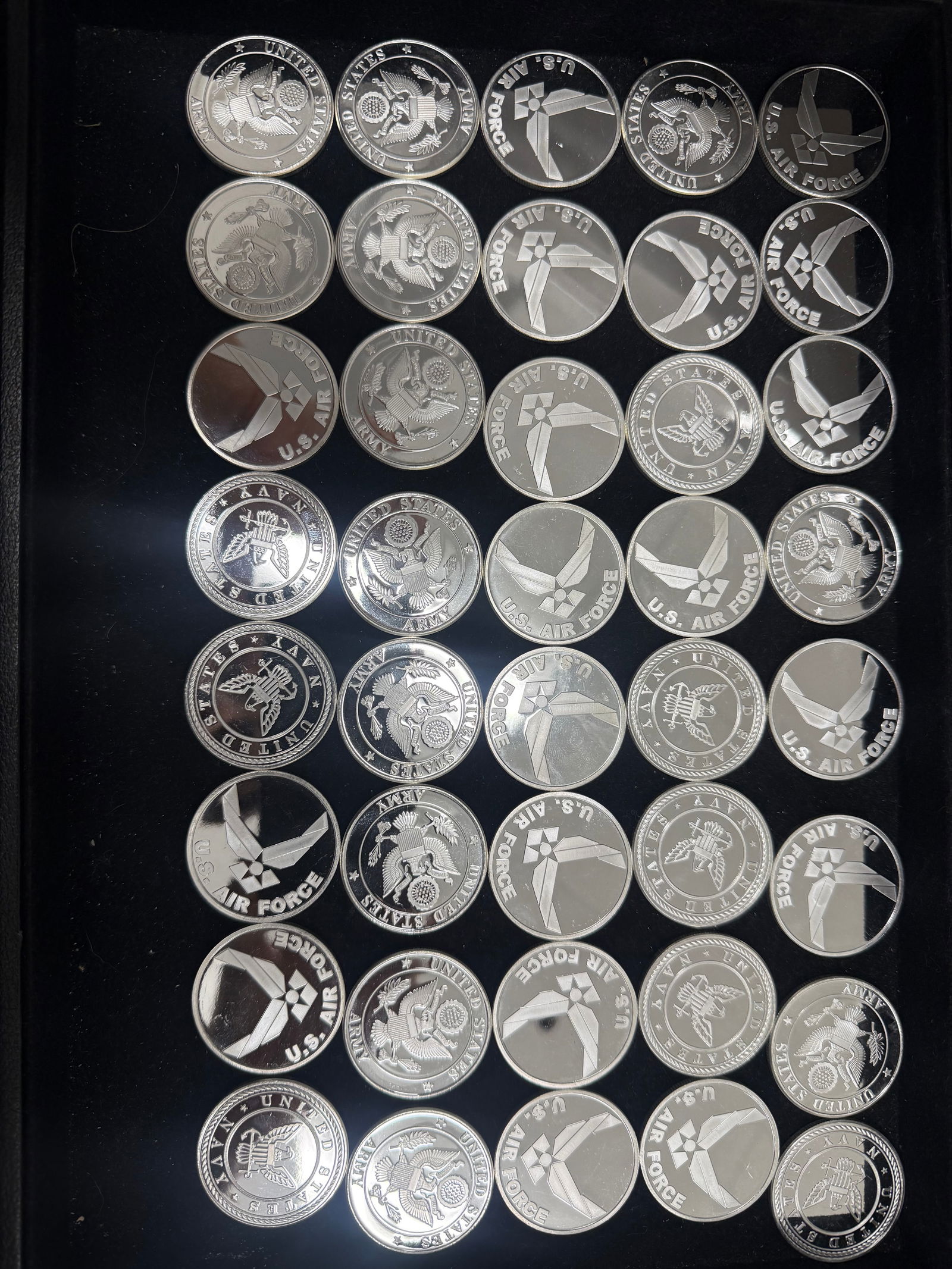 Mixed Lot of Varying Pure 1 ounce Silver .999 U.S Military Coins 40 pieces (1 of 1)