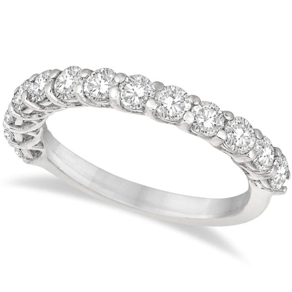 Half Eternity Round Cut Diamond Ring Band 14k White Gold 1.35ctw (1 of 1)