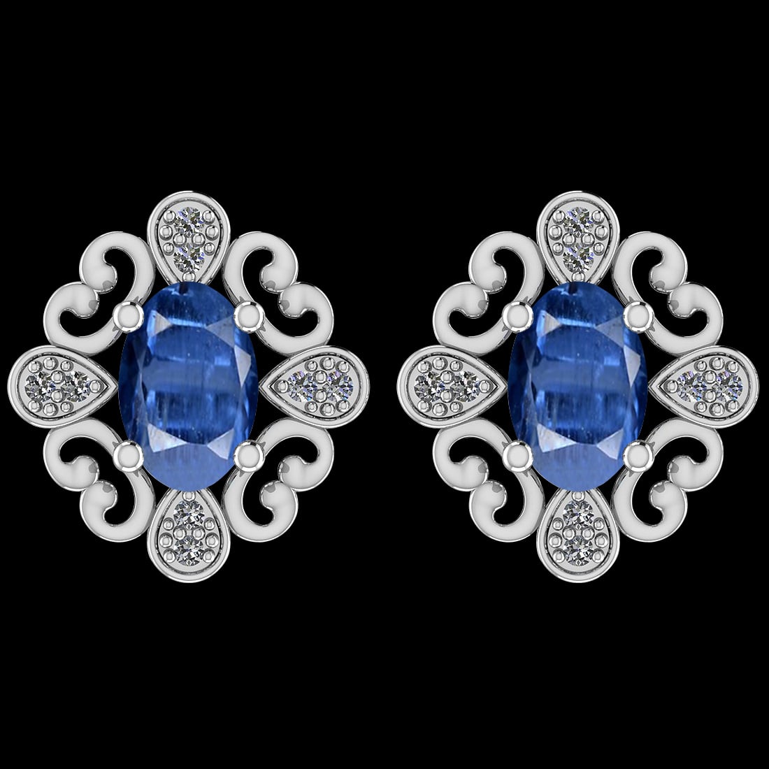 Certfied 1.72 Ctw Kyanite And Diamond I1/I2 18k Yellow Gold Stud Earrings (1 of 1)