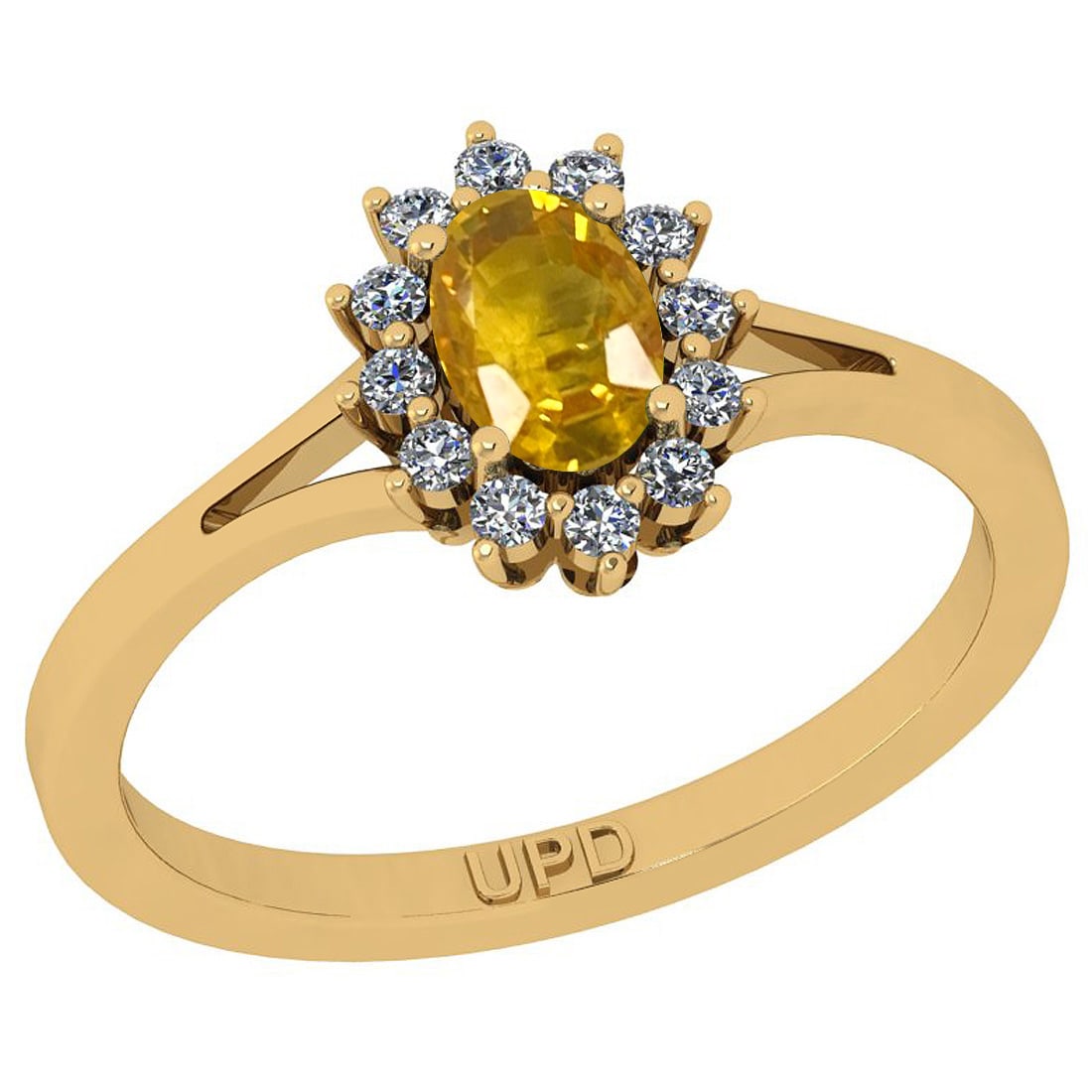 0.64 Ctw I2/I3 Yellow sapphire And Diamond 14K Yellow Gold Promises Ring: Center Stone Weight : 0.50 Ctw ( Oval Cut) Center Stone Color :-Yellow sapphire Stone Setting : Prong Side Stone Weight Of Ctw 0.14 Ctw Side Stone Color : J-K Stone Clarity : I2/I3 Stone Setting : Pro