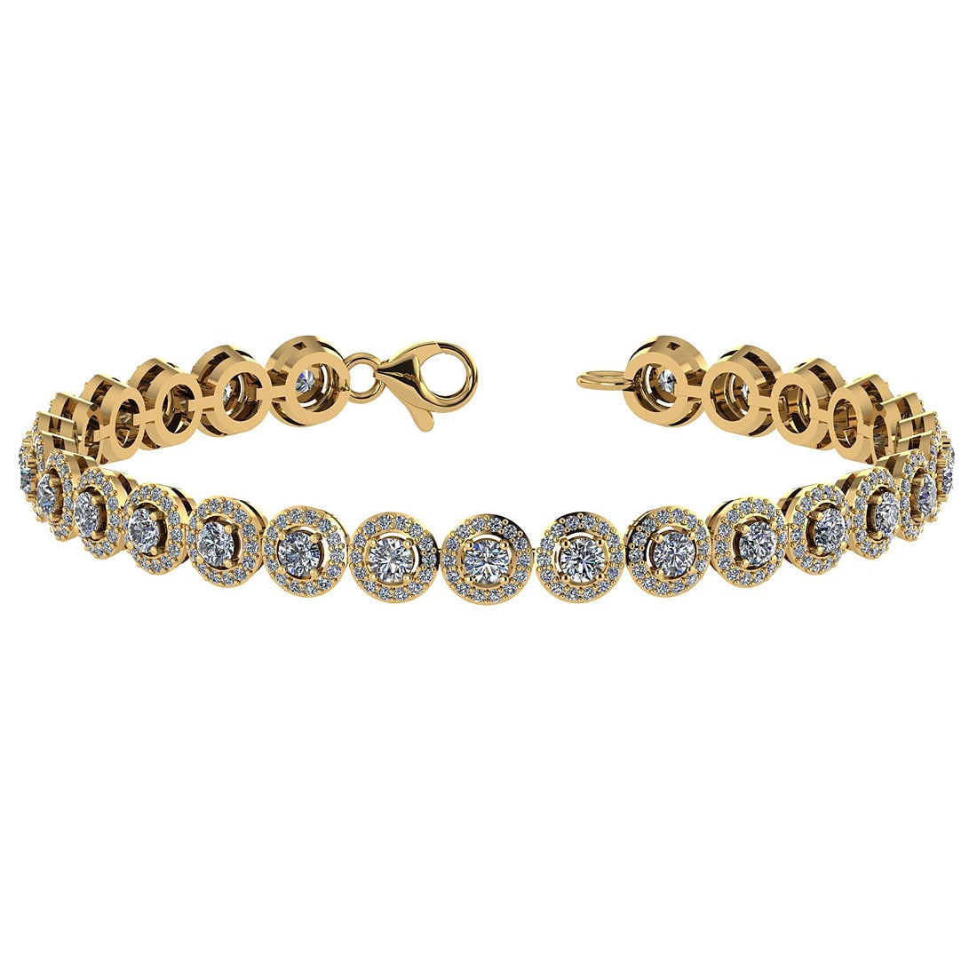 4.59 Ctw SI2/I1 Diamond Style Prong Set 18K Yellow Gold Tennis Bracelet: Center Stone Weight ; 2.70 Ctw ( Round Cut) Side Stone Weight : 1.89 Ctw ( Round Cut ) Diamond Stone Color : White J-KDiamond Stone Clarity : SI2/I1 Stone Setting : Prong Metal Weight : Approx 11.90