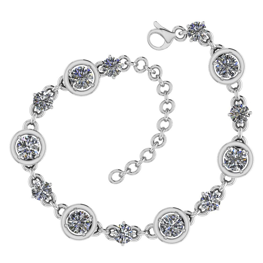 2.61 Ctw SI2/I1 Diamond Ladies Fashion 18K White Gold Tennis Bracelet: Center Stone Weight ; 1.50 Ctw ( Round Cut ) Side Stone Weight : 1.11 Ctw ( Round Cut ) Diamond Stone Color : White J-KDiamond Stone Clarity : SI2/I1 Stone Setting : Bezel & Prong Metal Weight : Appro