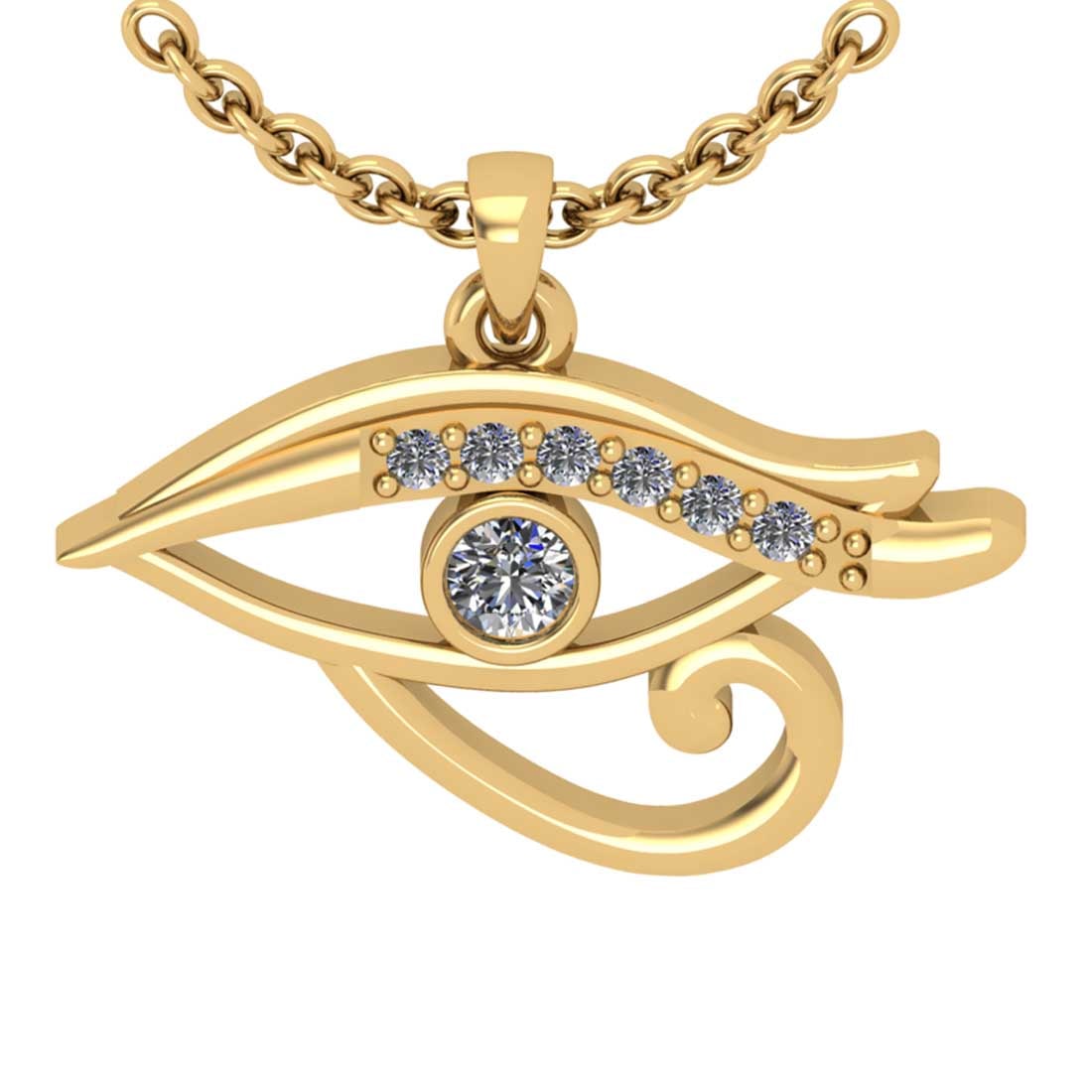 0.06 Ctw SI2/I1Diamond 14K Yellow Gold Eye Pendant Necklace (1 of 1)