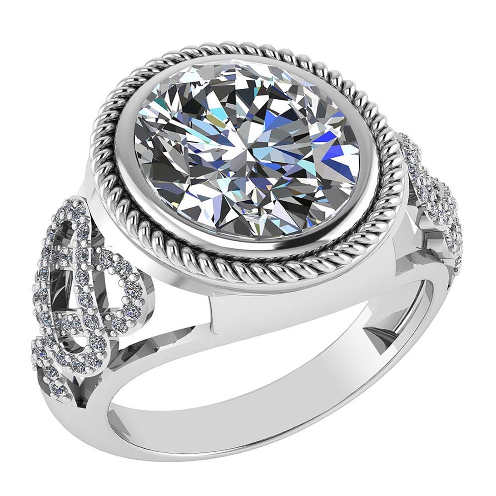 Certified 3.86 Ctw Diamond VS/I1 Ring For 14K White Gold: Center Stone Weight ; 3.50 Ctw (1 Pcs Round I1) Stone Color: White G-H Diamond Stone Clarity: I1 Color Stone Setting ; Bezel Side Stone (72 Pcs Round Cut Diamond) Weight of Ctw ; 0.36 ctw Side Stone C