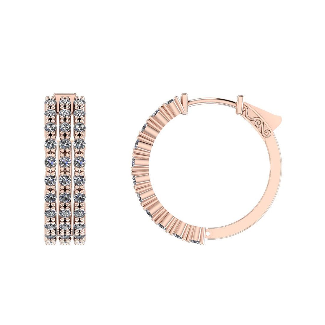 0.90 Ctw SI2/I1 Diamond Prong Set 14K Rose Gold Huggie Earrings: Center Diamond Weight : 0.90 Ctw (Round Cut) Center Diamond Color :- J-K Center Clarity : SI2/I1 Stone Setting : Prong Metal Weight : Approx 3.90 Gram 14K Rose Gold Huggie Earrings Size 0.50 Inch MJ40
