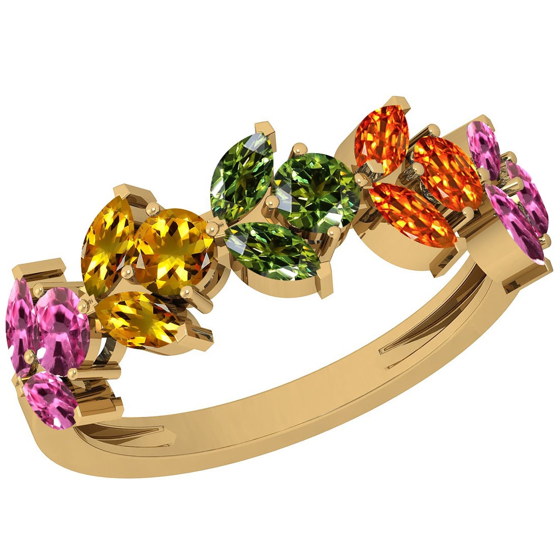 Certified 1.55 Ctw Multi Sapphire 14K Yellow Gold Ring: Center Stone Approx Weight: 1.55 Ctw (Marquise & Round) Center Stone Color: Multi Sapphire Center Stone Setting: Prong Metal Approx Weight: 2.80 Gram 14K Yellow Gold Ring Size: 6 #PAPPS12628v7
