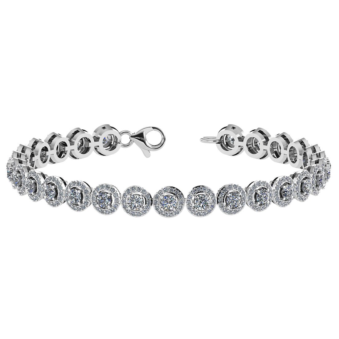 4.59 Ctw SI2/I1 Diamond Style Prong Set 18K White Gold Tennis Bracelet: Center Stone Weight ; 2.70 Ctw ( Round Cut) Side Stone Weight : 1.89 Ctw ( Round Cut ) Diamond Stone Color : White J-KDiamond Stone Clarity : SI2/I1 Stone Setting : Prong Metal Weight : Approx 11.90 G