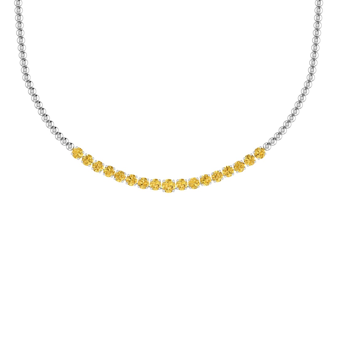 1.98 Ctw i2/i3 Treated Fancy Yellow Diamond 14K White Gold Necklace: Center Diamond Weight : 1.98 Ctw ( Round cut) Center Diamond Color : Treated Fancy Yellow Dimaond Center Clarity : i2/i3 Center Stone Setting : Prong Metal Weight : Approx 15.80 Gram 14K White Gold