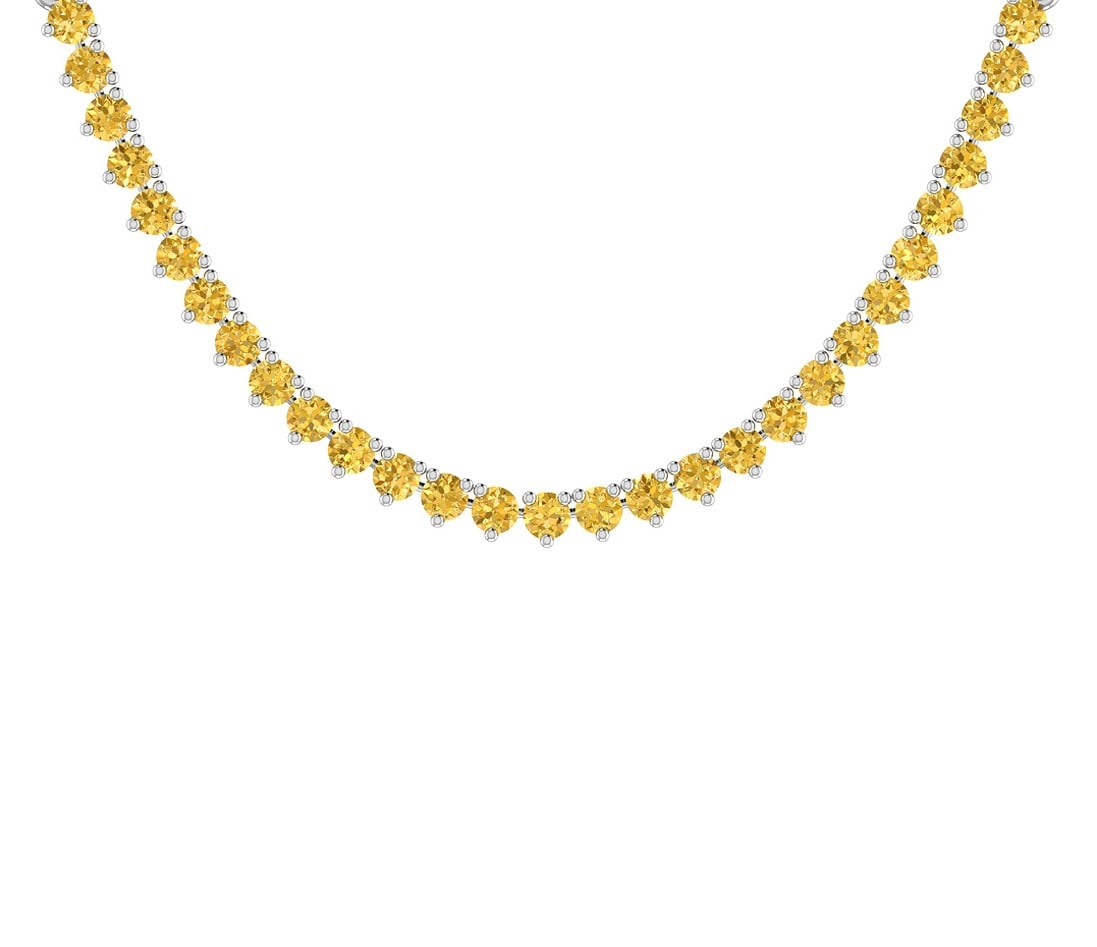4.64 Ctw i2/i3 Treated Fancy Yellow Diamond 14K White Gold Necklace: Center Diamond Weight : 4.64 Ctw ( Round cut) Center Diamond Color : Treated Fancy Yellow Dimaond Center Clarity : i2/i3 Center Stone Setting : Prong Metal Weight : Approx 15.00 Gram 14K White Gold La