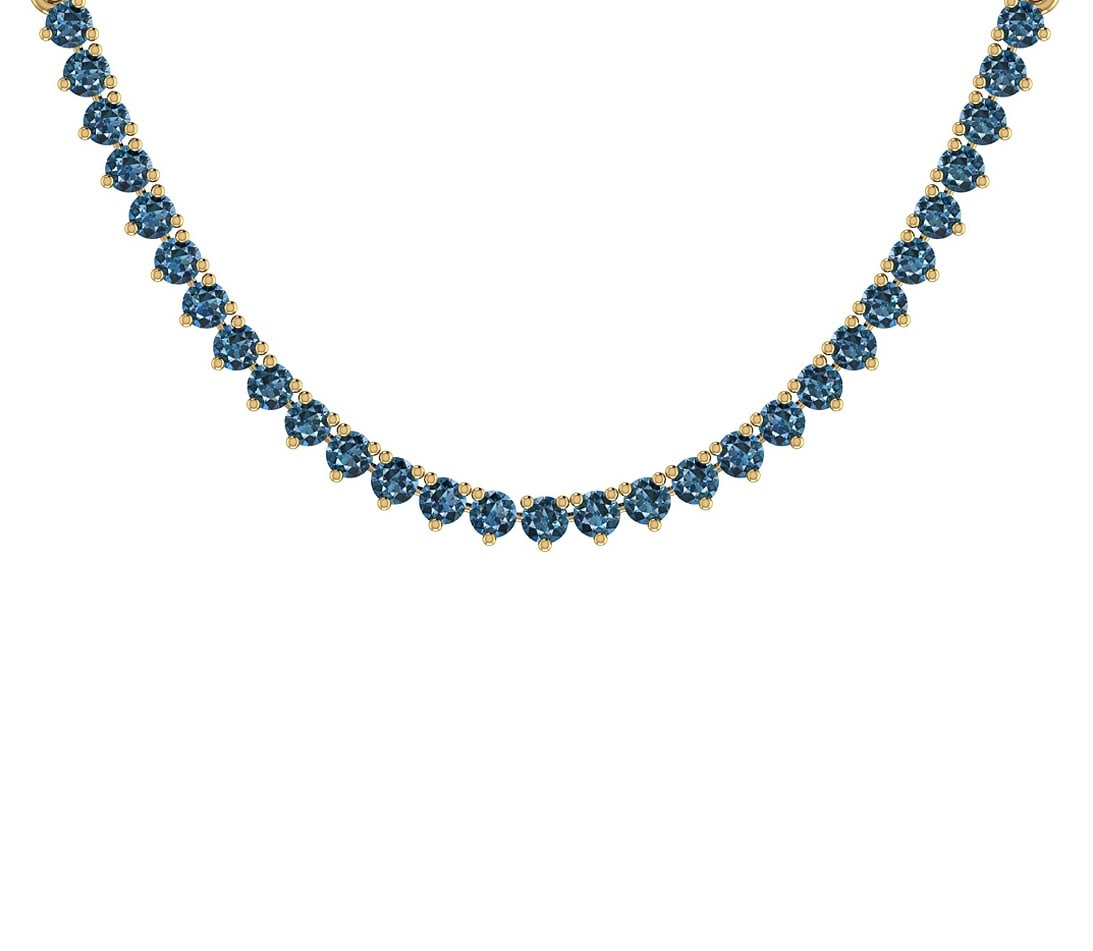 4.64 Ctw i2/i3 Treated Fancy Blue Diamond 14K Yellow Gold Necklace: Center Diamond Weight : 4.64 Ctw ( Round cut) Center Diamond Color : Treated Fancy Blue Dimaond Center Clarity : i2/i3 Center Stone Setting : Prong Metal Weight : Approx 15.00 Gram 14K Yellow Gold Lad