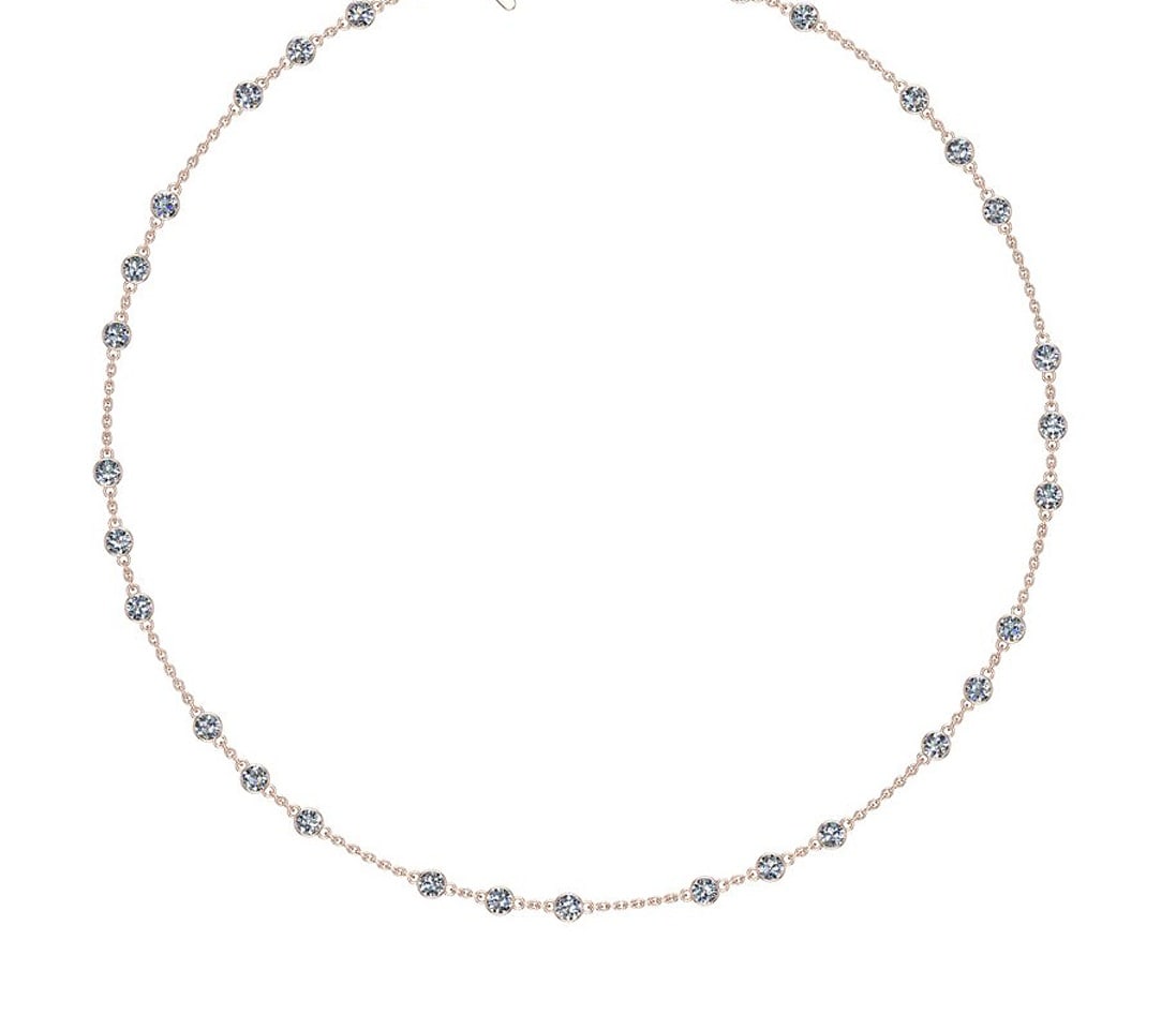 0.90 Ctw SI2/I1 Diamond 14K Rose Gold Station Necklace: Center Diamond Weight : 0.90 Ctw (Round Cut) Center Diamond Color :- J-K Center Clarity : SI2/I1 Stone Setting : Metal Weight : Approx 4.00 Gram 14K Rose Gold Station Necklace Size-18 Inch SJT03-2.0N
