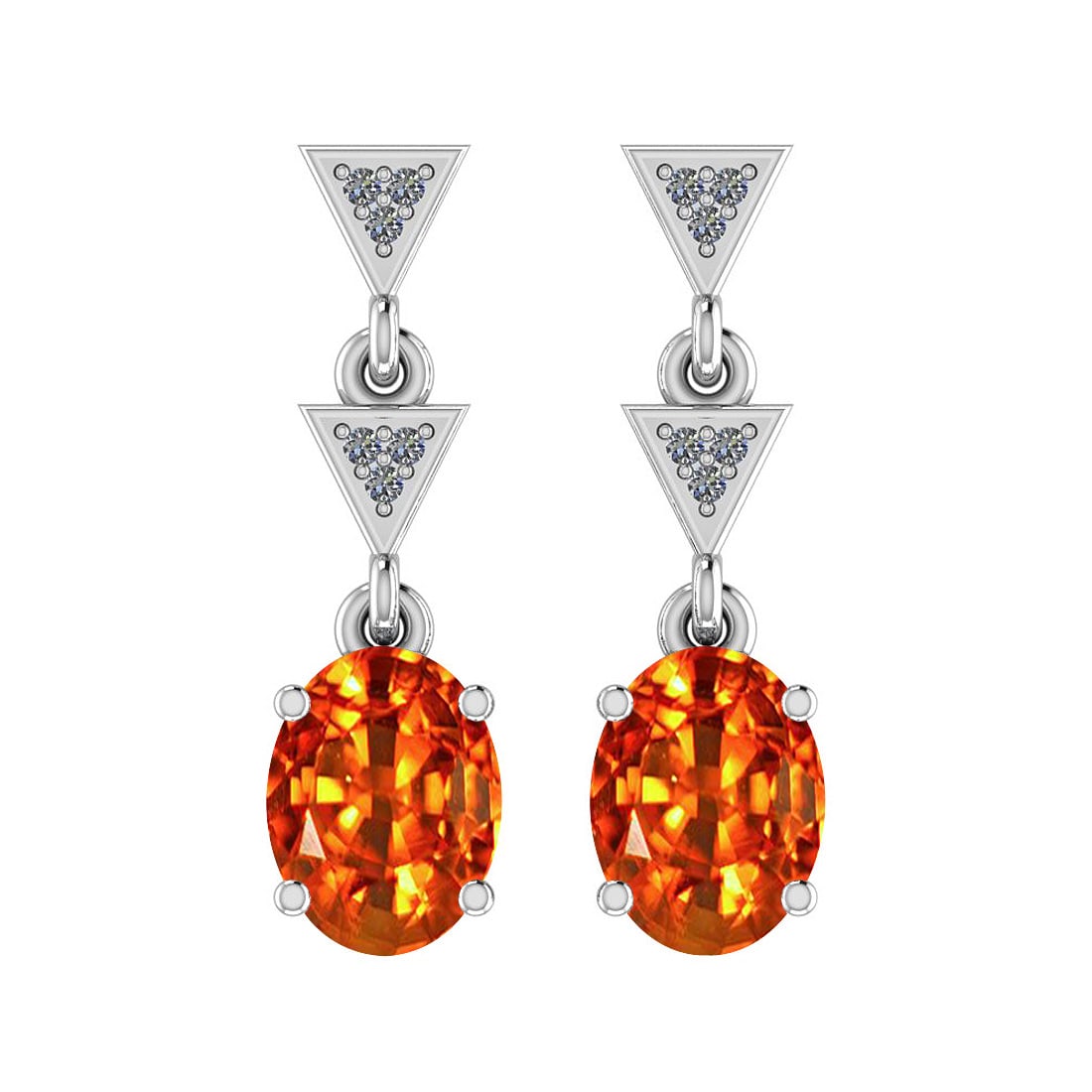Certified 3.04 Ctw SI2/I1 Orange Sapphire And Diamond 14K White Gold Vintag: Center Stone Weight : 2.97 Ctw (Oval Cut) Center Stone Color :-Orange Sapphire Center Stone Setting : Prong Side Stone Weight Of Ctw 0.07 Ctw Side Stone Color : J-K Stone Clarity : SI2/I1 Stone