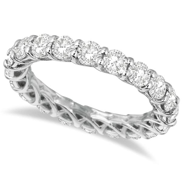 Luxury Diamond Eternity Anniversary Ring Band 14k White Gold 3.50ctw: CENTER STONE; Diamond CENTER STONE CLARITY; SI CENTER STONE COLOR; J-K CENTER STONE SETTING; Prong SIDE STONE CLARITY; SIDE STONE COLOR; SIDE STONE SETTING; ctw OF SIDE STONE: SIDE STONE QUALITY; 