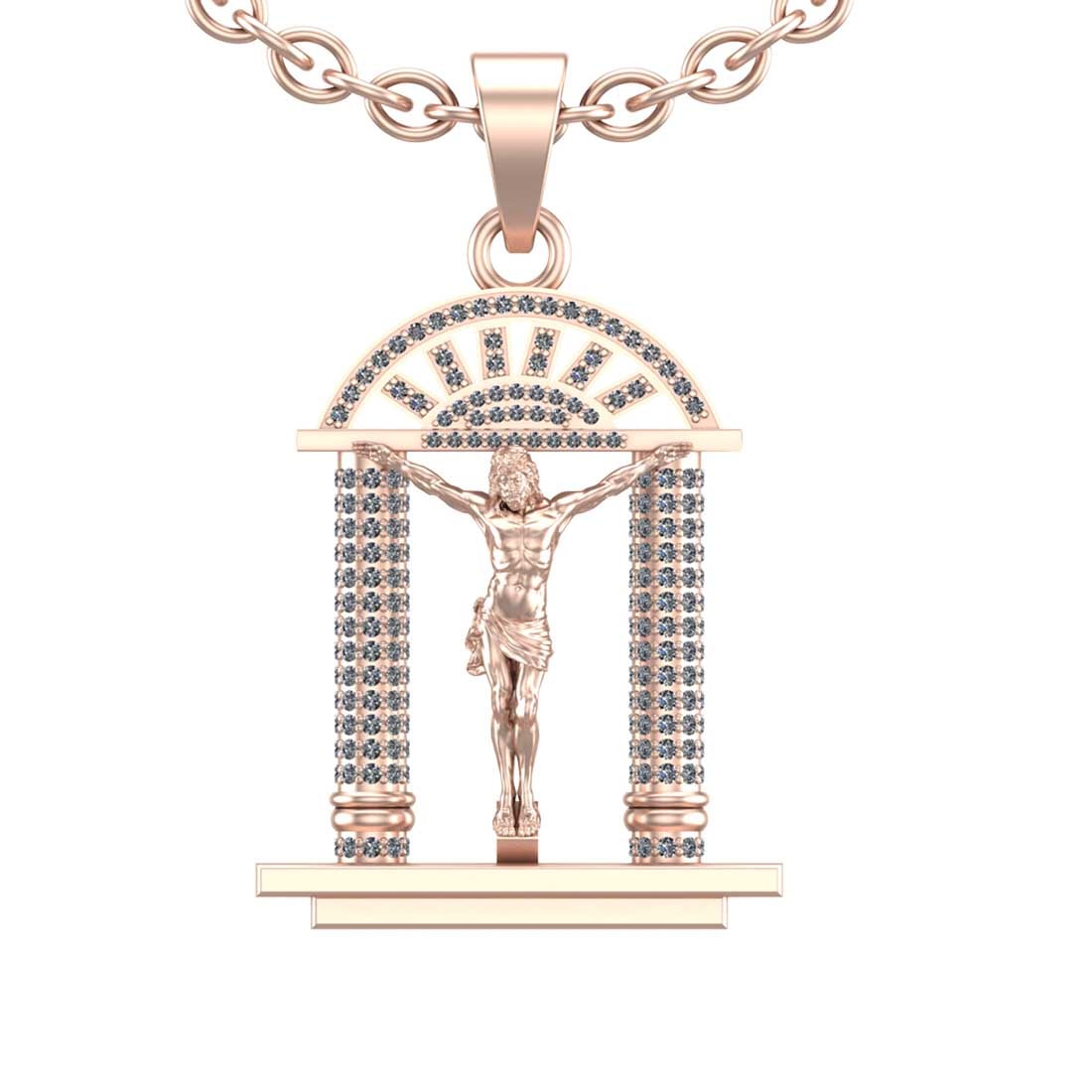 1.40 Ctw SI2/I1 Diamond 14K Rose Gold Jesus Heaven s Gate Pendant Necklace: Total Diamond Weight : 1.40 Ctw (Round cut) Center Diamond Color :- J-K Center Clarity : SI2/I1 Stone Setting : Prong Metal Weight : Approx 9.80 Gram 14K Rose Gold Jesus Heaven s Gate Pendant