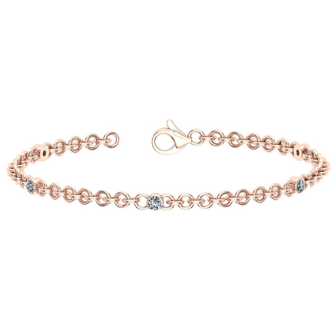 0.50 Ctw SI2/I1 Diamond 14K Rose Gold Bracelet (1 of 1)