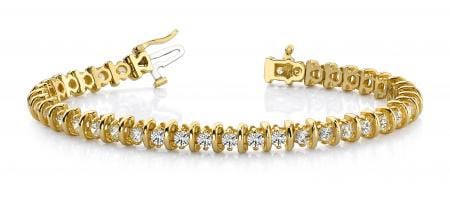 14KT YELLOW GOLD 1 CTW G-H VS2/SI1 CLASSIC CURVE LINK DIAMOND TENNIS BRACEL (1 of 1)