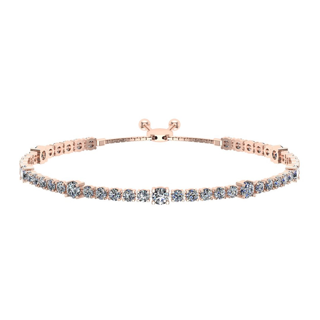 1.84 Ctw SI2/I1 Diamond Prong Set 14K Rose Gold Slide Bracelet: Center Diamond Weight : 1.84 Ctw (Round Cut) Center Diamond Color :- J-K Center Clarity : SI2/I1 Stone Setting : Prong Metal Weight : Approx 7.50 Gram 14K Rose Gold Slide Bracelet T4-002-1.75-3.25MSB