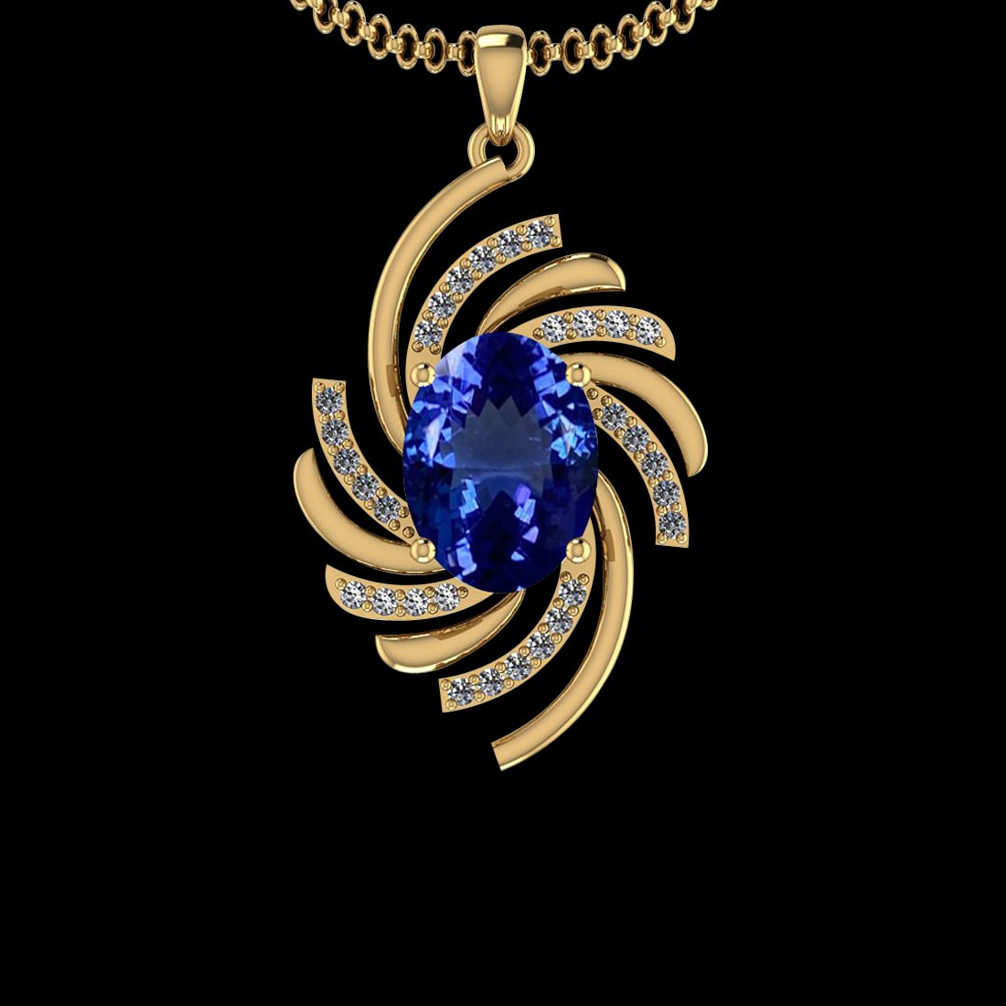 4.48 Ctw VS/SI1 Tanzanite And Diamond 10K Yellow Gold Vintage Style Pendant: Color Stone Weight : 4.00 Ctw (1 Psc Oval ) Center Stone Color : Tanzanite Center Stone Setting : Prong Side Stone Weight Of Ctw 0.48 Ctw Side Stone Color : G-H Stone Clarity : VS/SI1 Stone Setting :