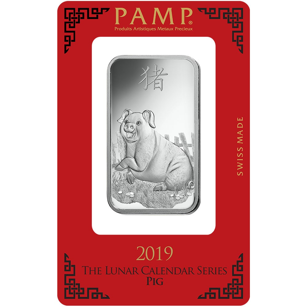 PAMP Suisse 1 oz Silver Bar ? Lunar Pig (Year of the Pig, 2019): PAMP Suisse 1 oz Silver Bar ? Lunar Pig (Year of the Pig, 2019) #PAPPS98389v15