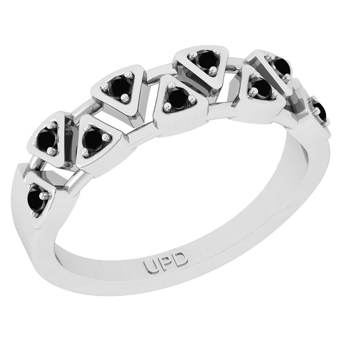 0.22 Ctw I2/I3 Treated Fancy Black Diamond 14K White Gold Eternity Band Rin: Diamond Weight : 0.22 Ctw (Round Cut) Diamond Color :- Treated Fancy Black Diamond Setting : Prong Center Clarity : I2/I3 Metal Weight : Approx 4.50 Gram 14K White Gold Eternity Band Ring Current Ring