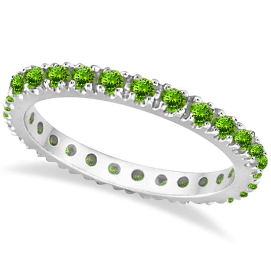 Peridot Eternity Stackable Ring Band 14K White Gold 0.75ctw: CENTER STONE; Peridot CENTER STONE CLARITY; CENTER STONE COLOR; CENTER STONE SETTING; Prong SIDE STONE CLARITY; SIDE STONE COLOR; SIDE STONE SETTING; ctw OF SIDE STONE: SIDE STONE QUALITY; 