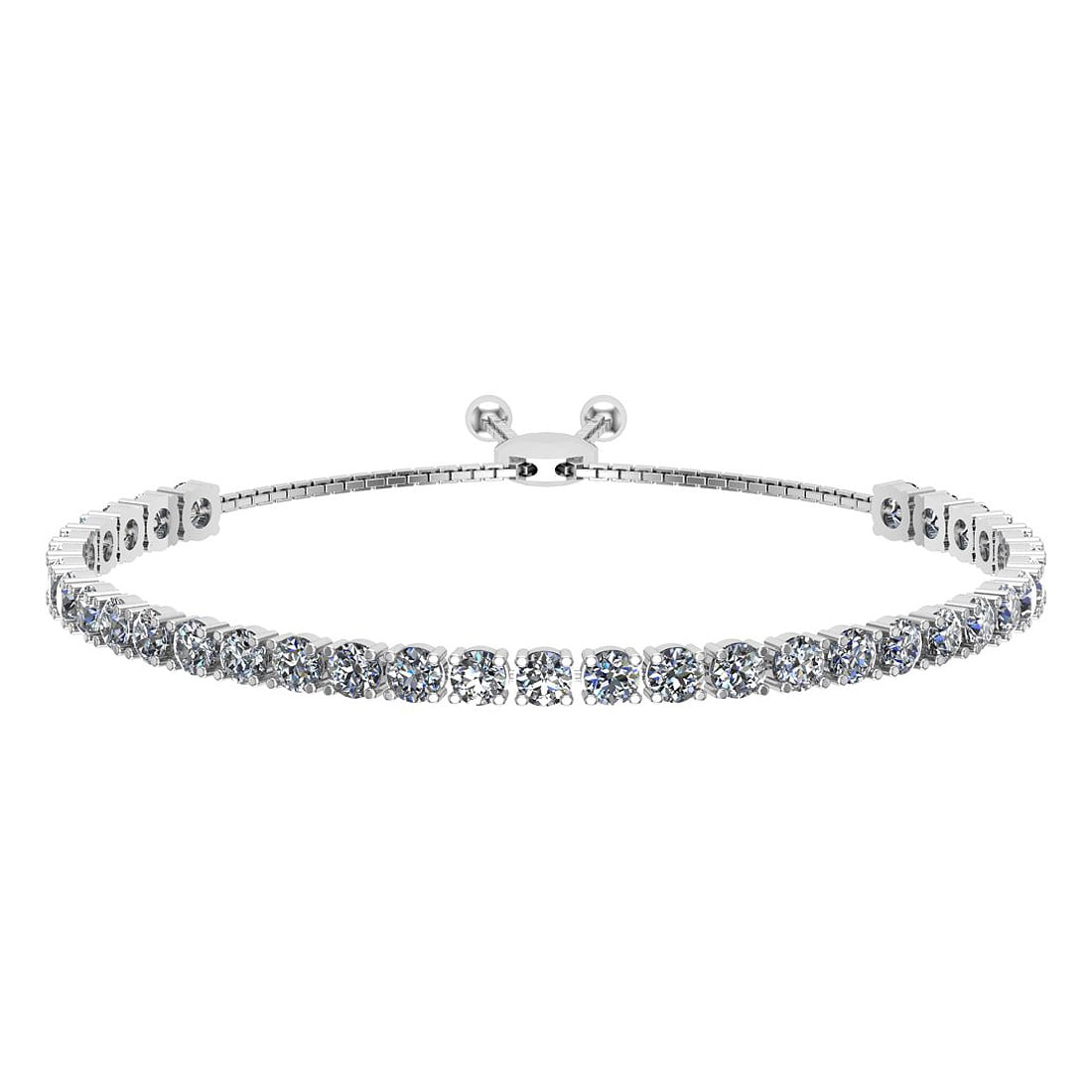 1.66 Ctw SI2/I1 Diamond Prong Set 14K White Gold Slide Bracelet: Center Diamond Weight : 1.66 Ctw (Round Cut) Center Diamond Color :- J-K Center Clarity : SI2/I1 Stone Setting : Prong Metal Weight : Approx 7.20 Gram 14K White Gold Slide Bracelet T4-2.0SB