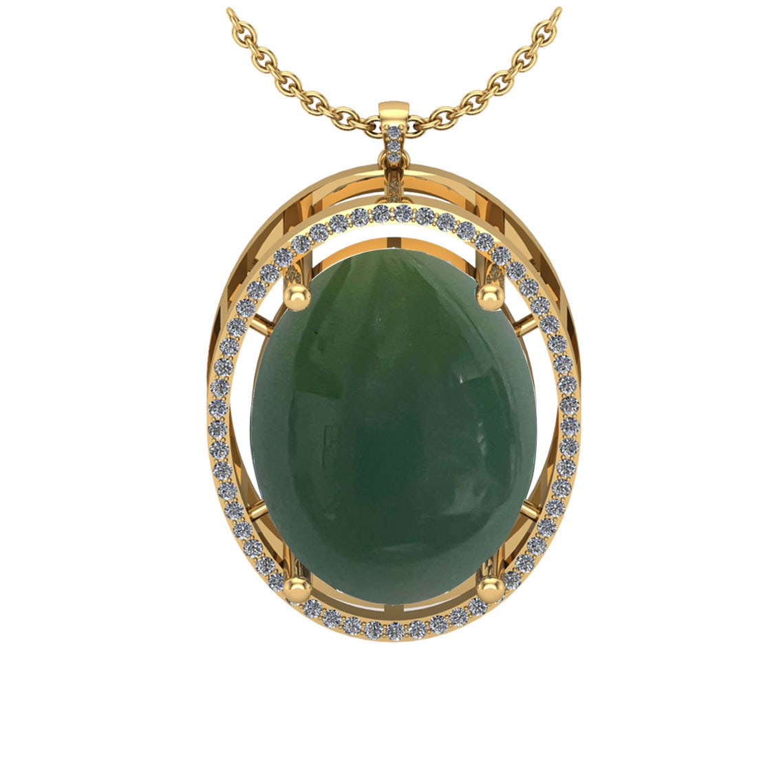 37.85 Ctw SI2/I1 Green Aquamarine And Diamond 14K Yellow Gold Vintage Style: Color Stone Weight : 35.83 Ctw ( Oval cabochon ) Center Stone Color : Green Aquamarine Center Stone Setting : Prong Side Stone Weight Of Ctw 2.02 Ctw Side Stone Color : J-K Stone Clarity : SI2/I1 Ston