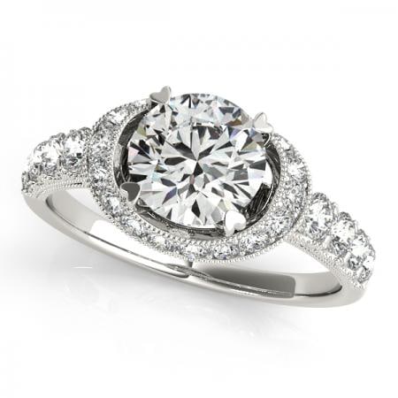 CERTIFIED PLATINUM 1.14 CTW J-K/VS-SI1 DIAMOND HALO ENGAGEMENT RING (1 of 1)