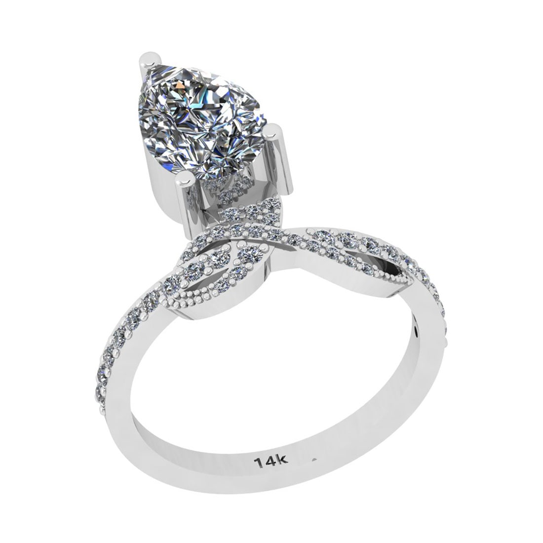 2.48 Ctw SI2/I1 Diamond 14K White Gold Anniversary Ring (Pear Cut Center St: Center Diamond Weight : 2.00 Ctw (Pear Cut Center Stone Certified By GIA ) Center Diamond Color : J-K Center Stone Setting : Prong Center Stone Clarity : SI2/I1 Side Stone Weight Of Ctw 0.48 Ctw Side