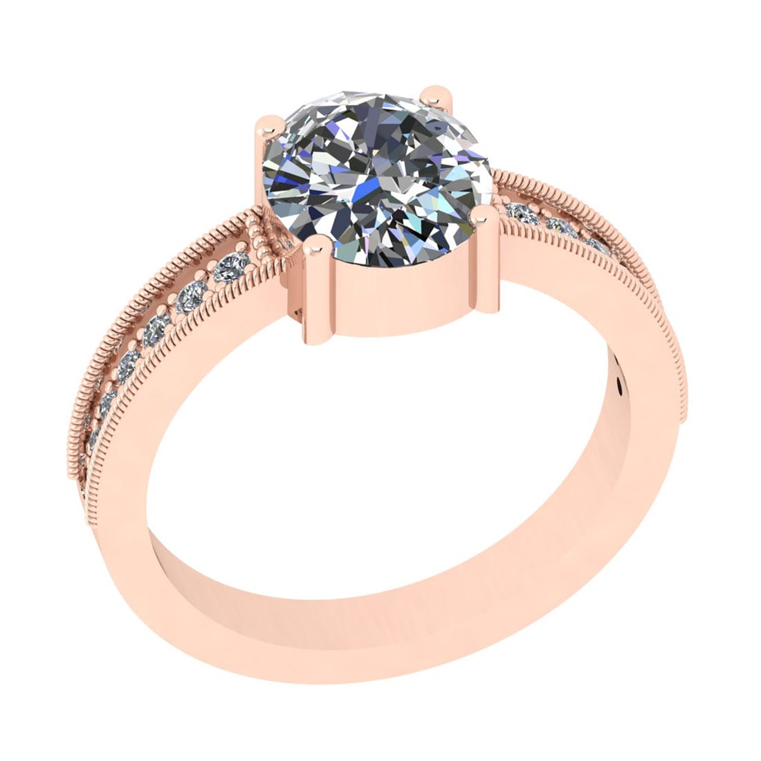 1.95 Ctw SI2/I1 Diamond 14K Rose Gold Wedding/Anniversary Ring: Center Diamond Weight : 1.80 Ctw (oval cut) Center Diamond Color : J-K Center Stone Setting : Prong Center Stone Clarity : SI2/I1 Side Stone Weight Of Ctw 0.15 Ctw Side Stone Color : J-K Stone Clarity
