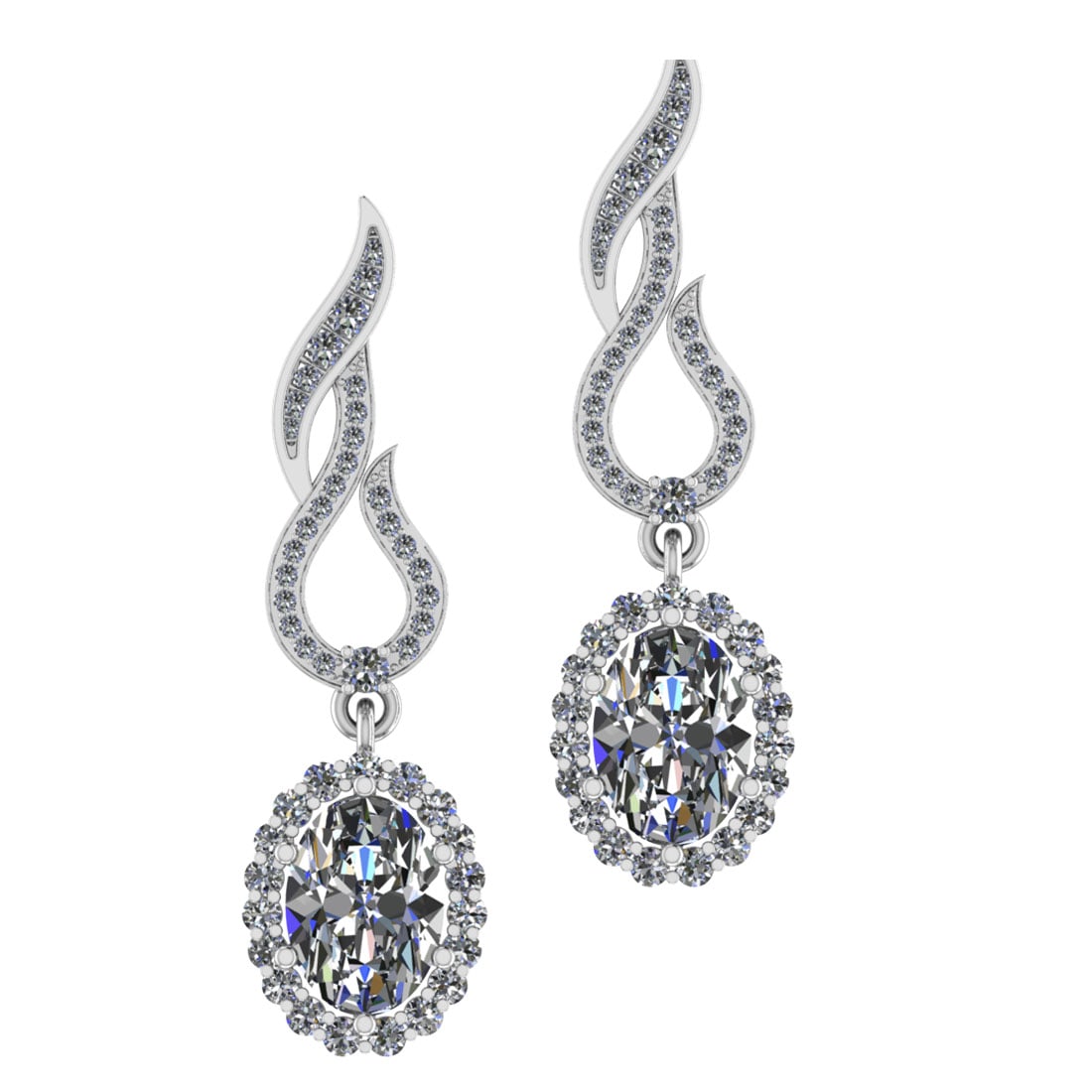 3.50 Ctw SI2/I1 Diamond Style Prong Set 14K White Gold Dangling Earrings (1 of 1)
