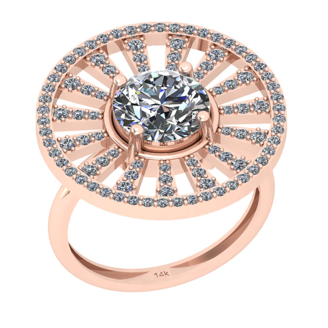 2.67 Ctw SI2/I1 Diamond 14K Rose Gold Wedding/Anniversary Ring: Center Diamond Weight : 2.00 Ctw (Round Cut) Center Diamond Color : J-K Center Stone Setting : Prong Center Stone Clarity : SI2/I1 Side Stone Weight Of Ctw 0.67 Ctw Side Stone Color : J-K Stone Clarit