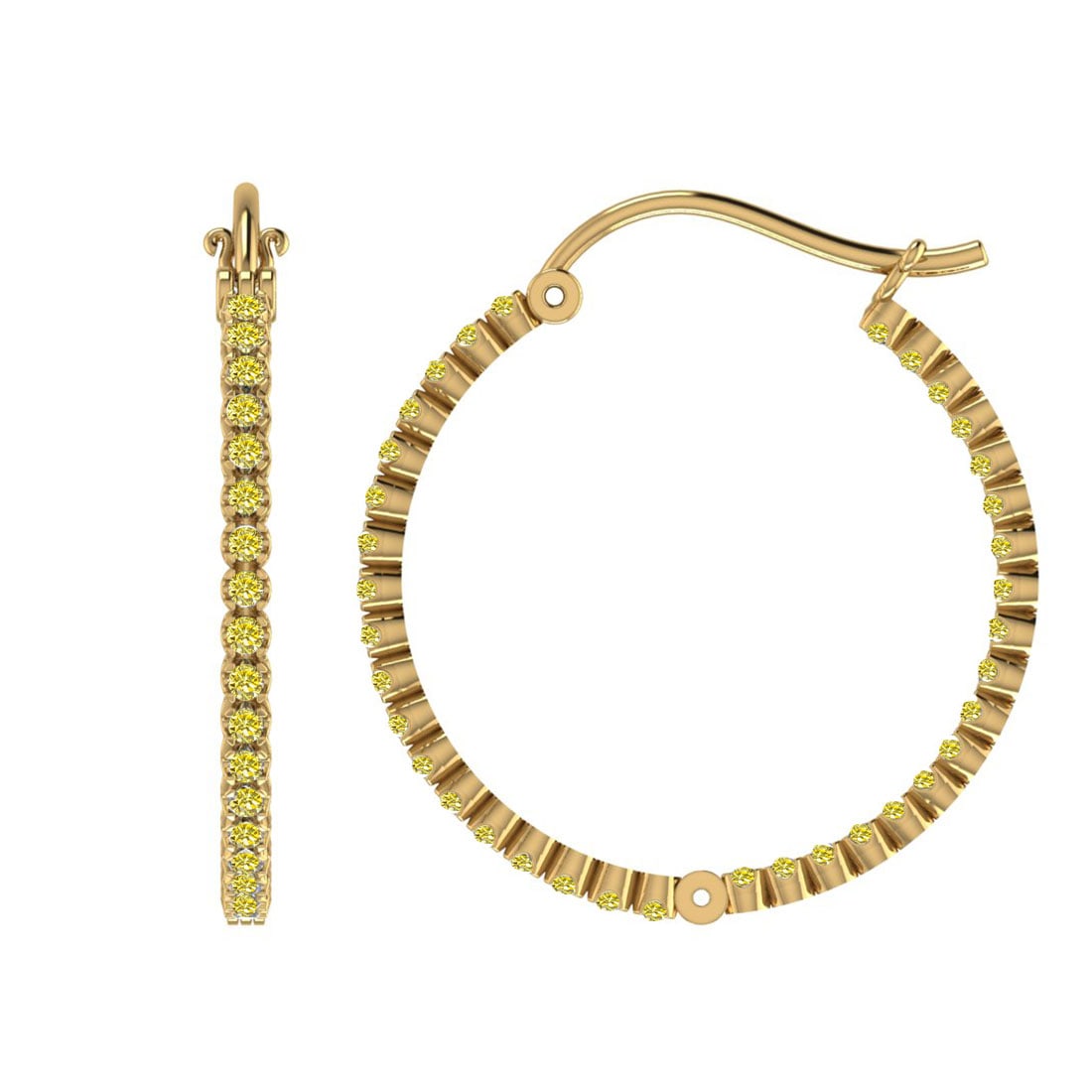 2.04 Ctw i2/i3 Treated Fancy Yellow Diamond 14K White Gold Hoop Earrings (1 of 1)